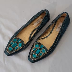 Prada blue and gold Flats